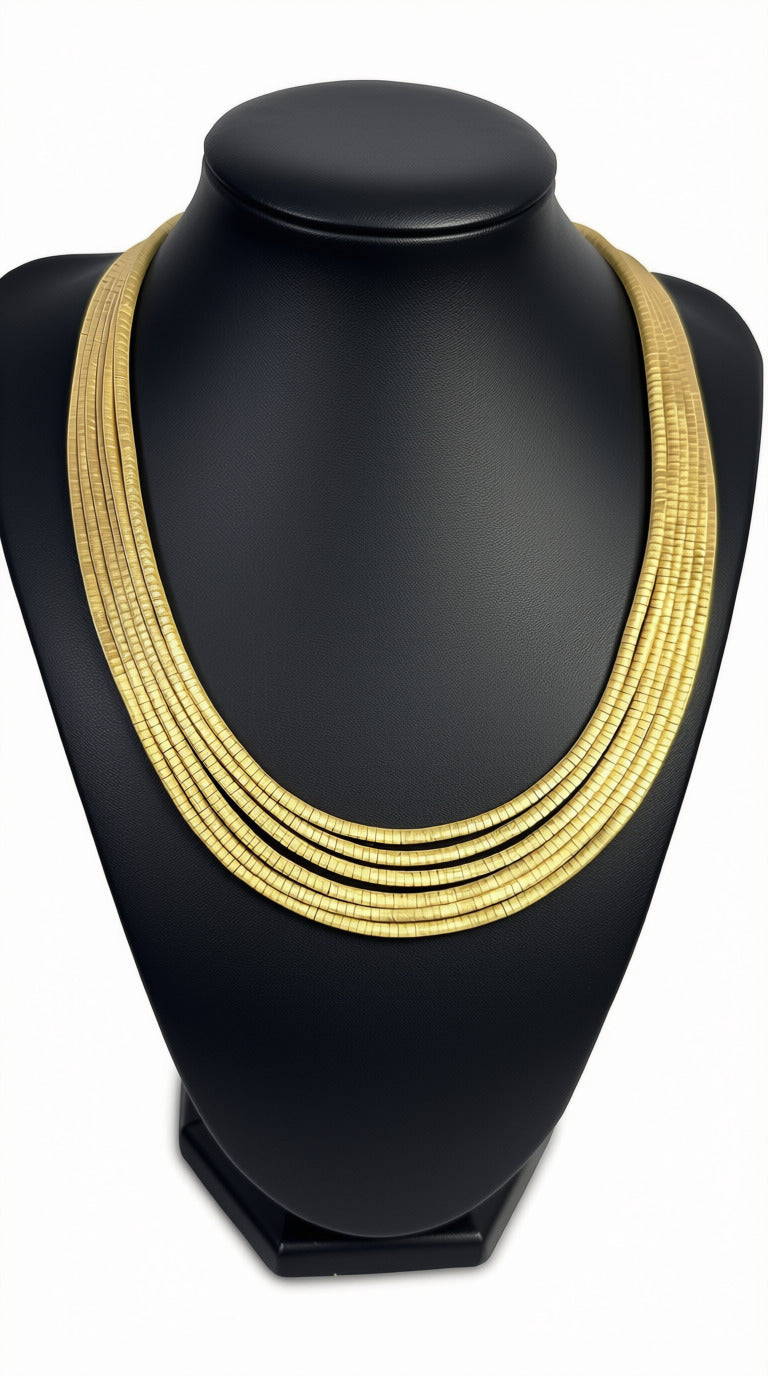 Incredible 18 Kt Yellow Gold 7 Strand Graduated Cleopatra Necklace