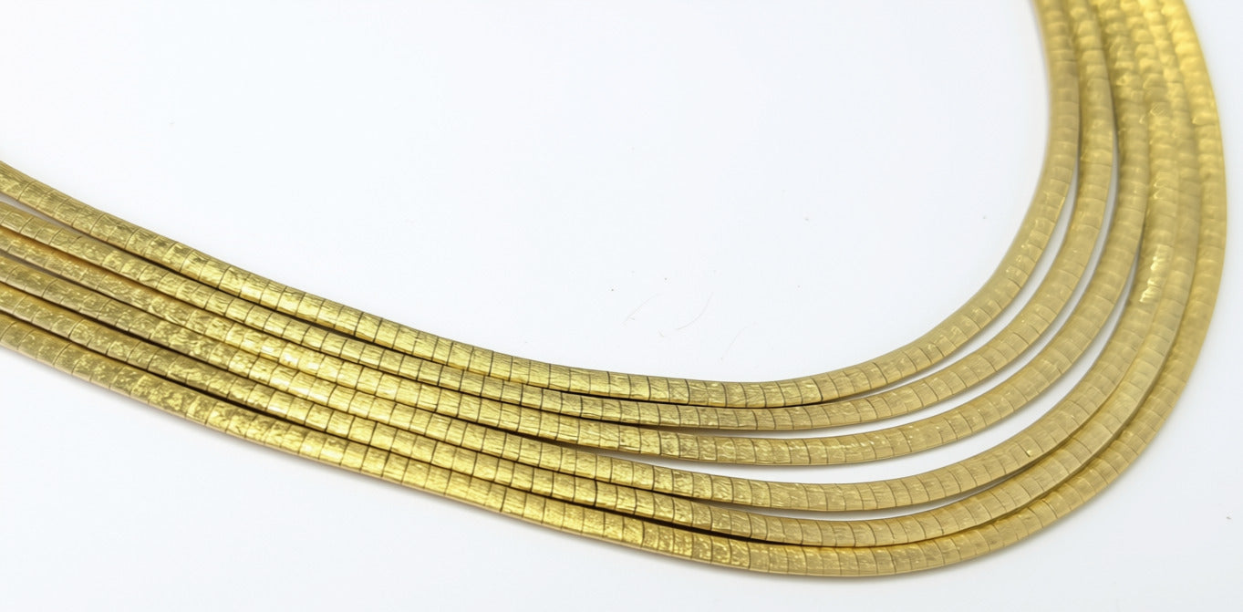 Incredible 18 Kt Yellow Gold 7 Strand Graduated Cleopatra Necklace