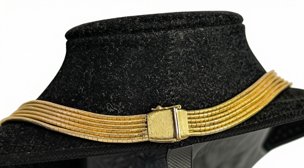 Incredible 18 Kt Yellow Gold 7 Strand Graduated Cleopatra Necklace