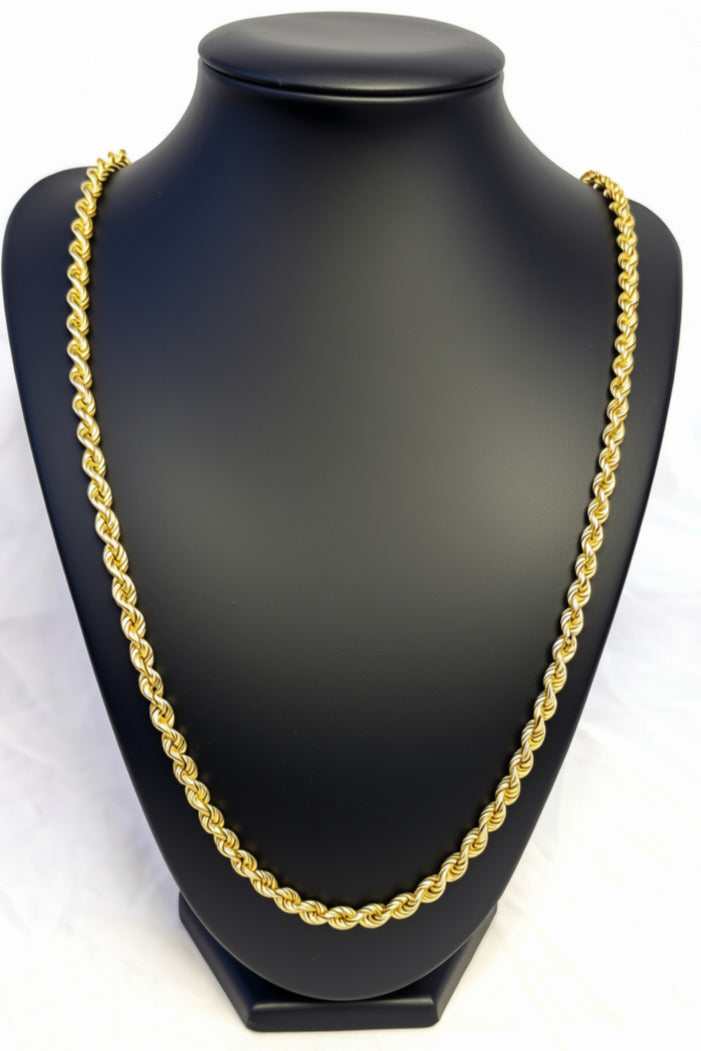 27" Long - 18 Kt Yellow Gold Rope Chain / Necklace