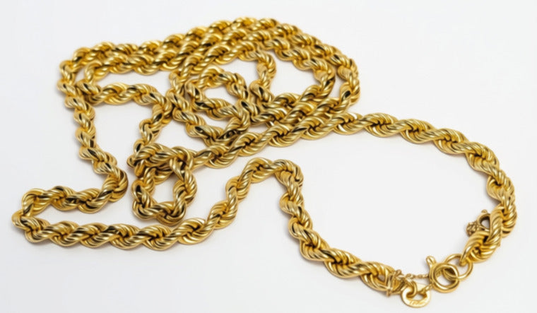 27" Long - 18 Kt Yellow Gold Rope Chain / Necklace