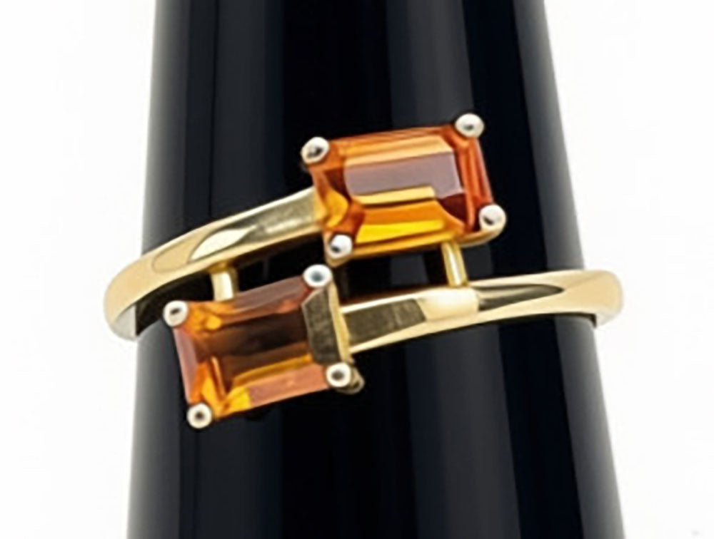 14 Kt Yellow Gold Orange Topaz Bypass Ring - Size 6.75