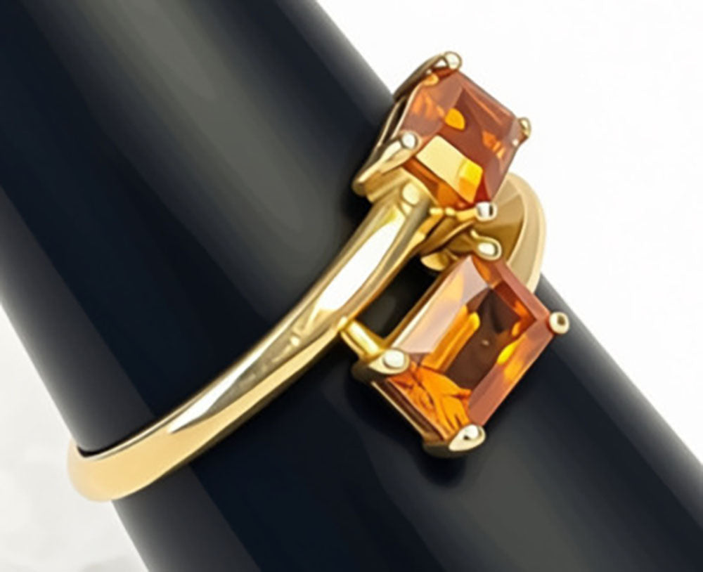 14 Kt Yellow Gold Orange Topaz Bypass Ring - Size 6.75