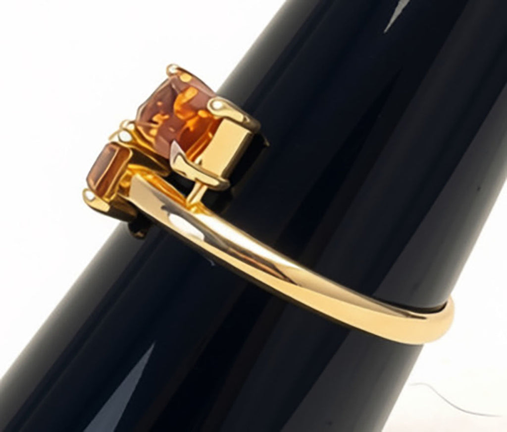 14 Kt Yellow Gold Orange Topaz Bypass Ring - Size 6.75