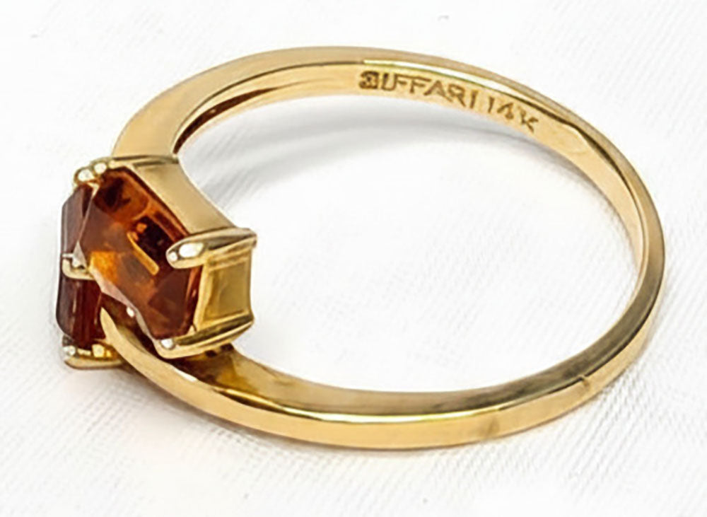 14 Kt Yellow Gold Orange Topaz Bypass Ring - Size 6.75
