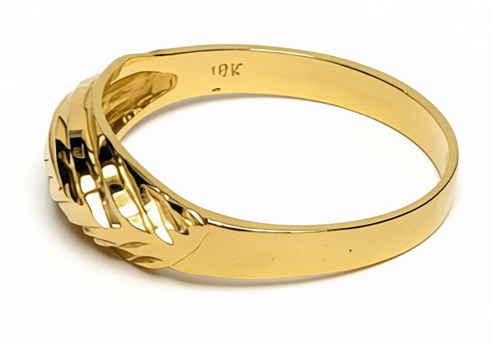 10 Kt Yellow Gold Diamond Cut Design Ring - Size 7 3/4
