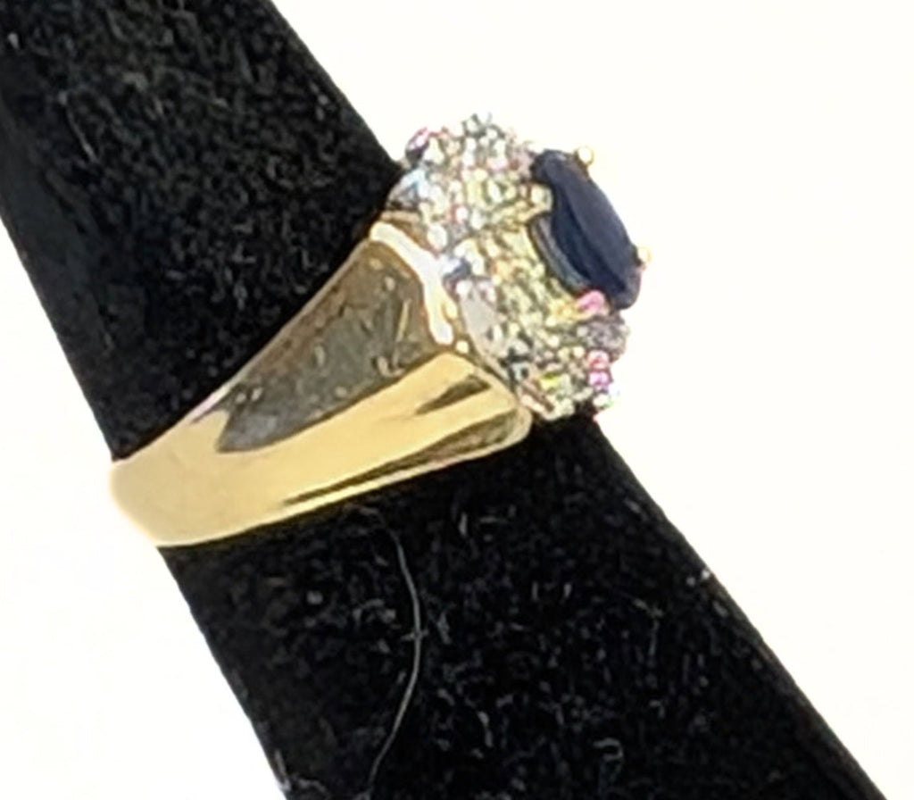 Gorgeous 14 Kt Yellow Gold Sapphire & Diamond Ring - Size 5.75 - Appraised $5415