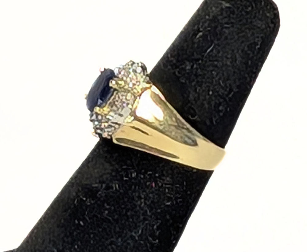 Gorgeous 14 Kt Yellow Gold Sapphire & Diamond Ring - Size 5.75 - Appraised $5415