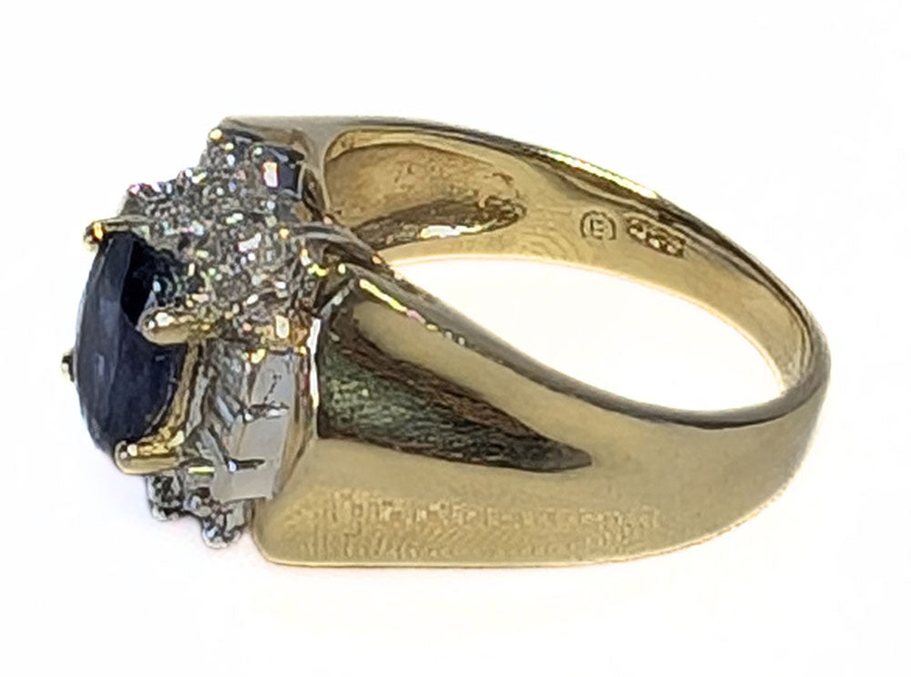 Gorgeous 14 Kt Yellow Gold Sapphire & Diamond Ring - Size 5.75 - Appraised $5415