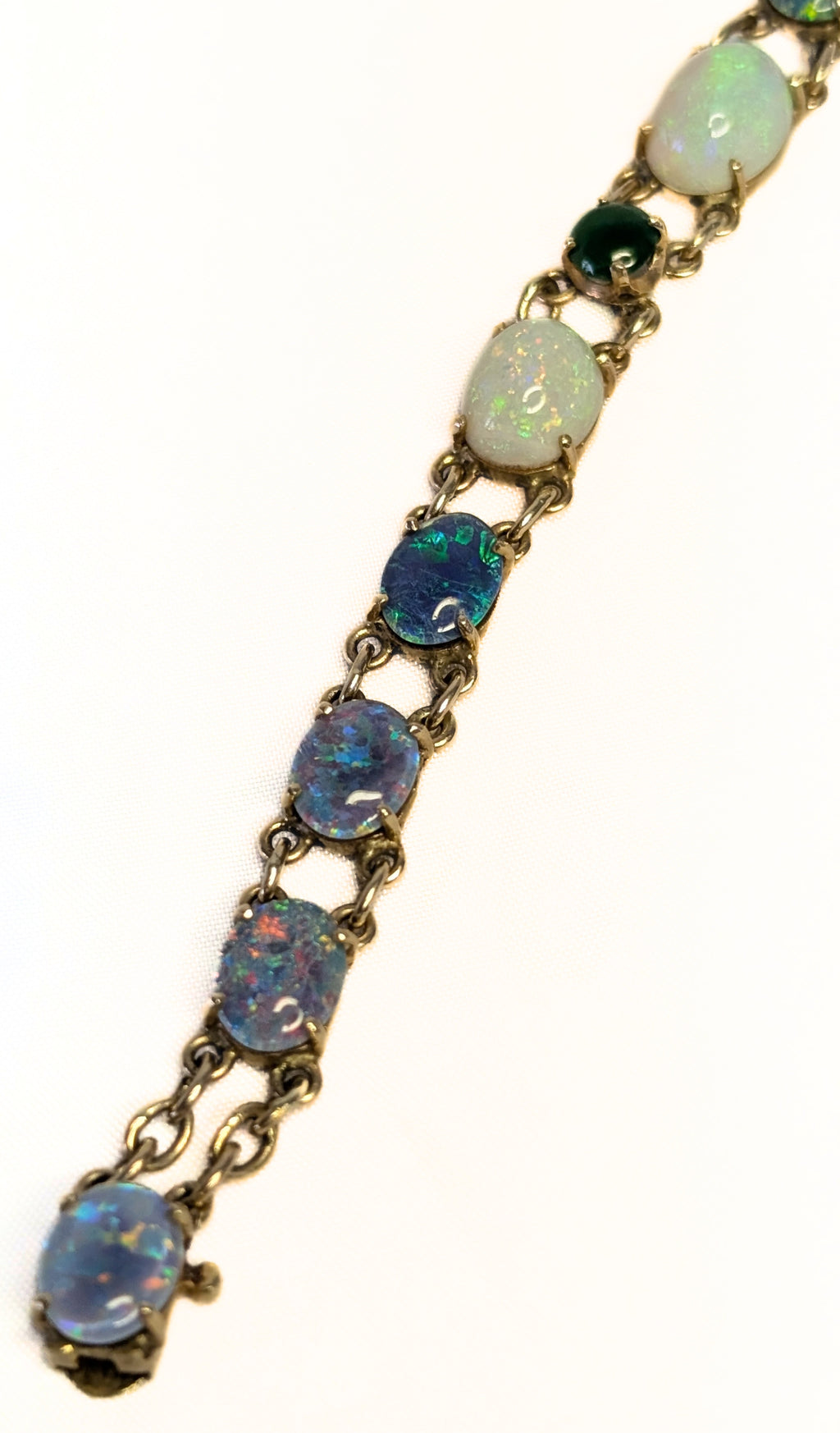 Stunning 14 Kt Yellow Gold Australian Opal Bracelet with Jade - Appraised $9050