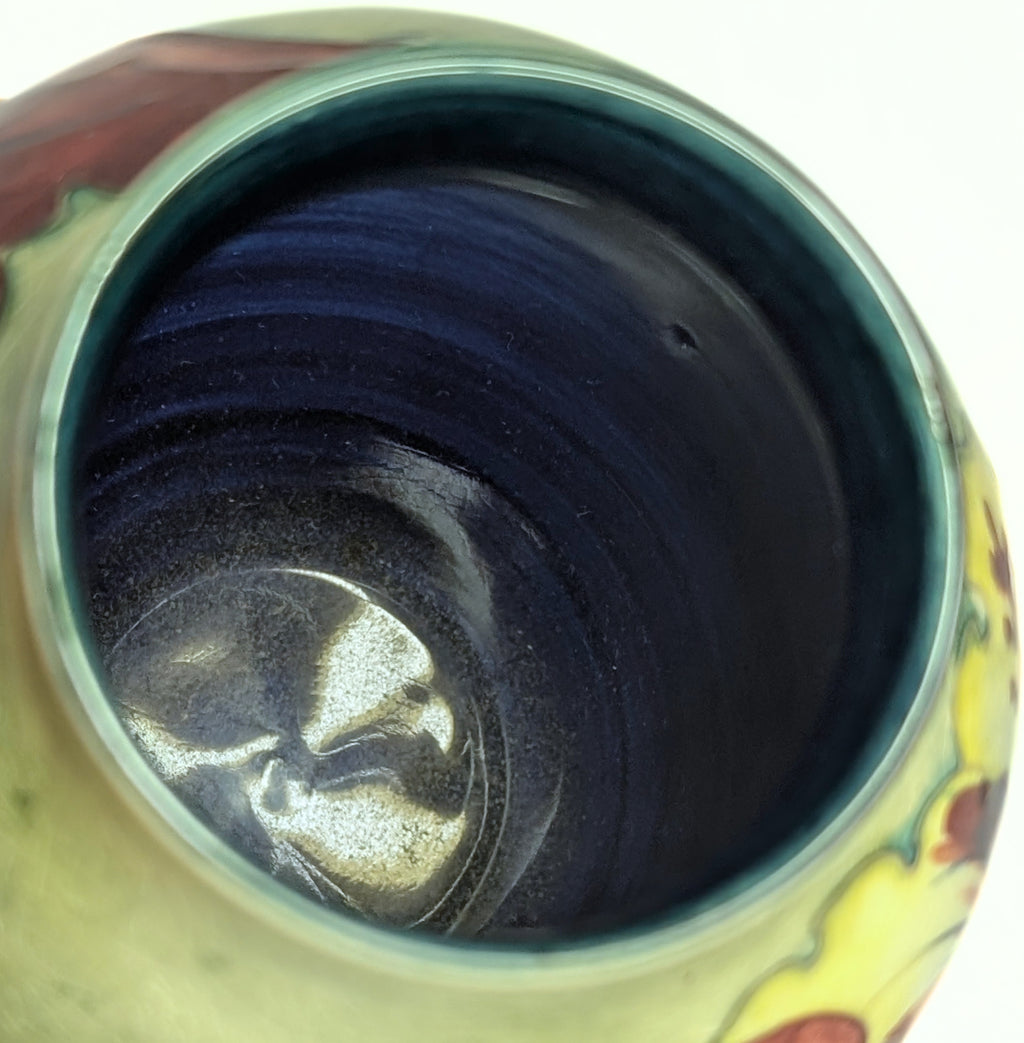 MOORCROFT Pottery Vase - Hibiscus Pattern - 4 3/4" High - Queen Mary Seal