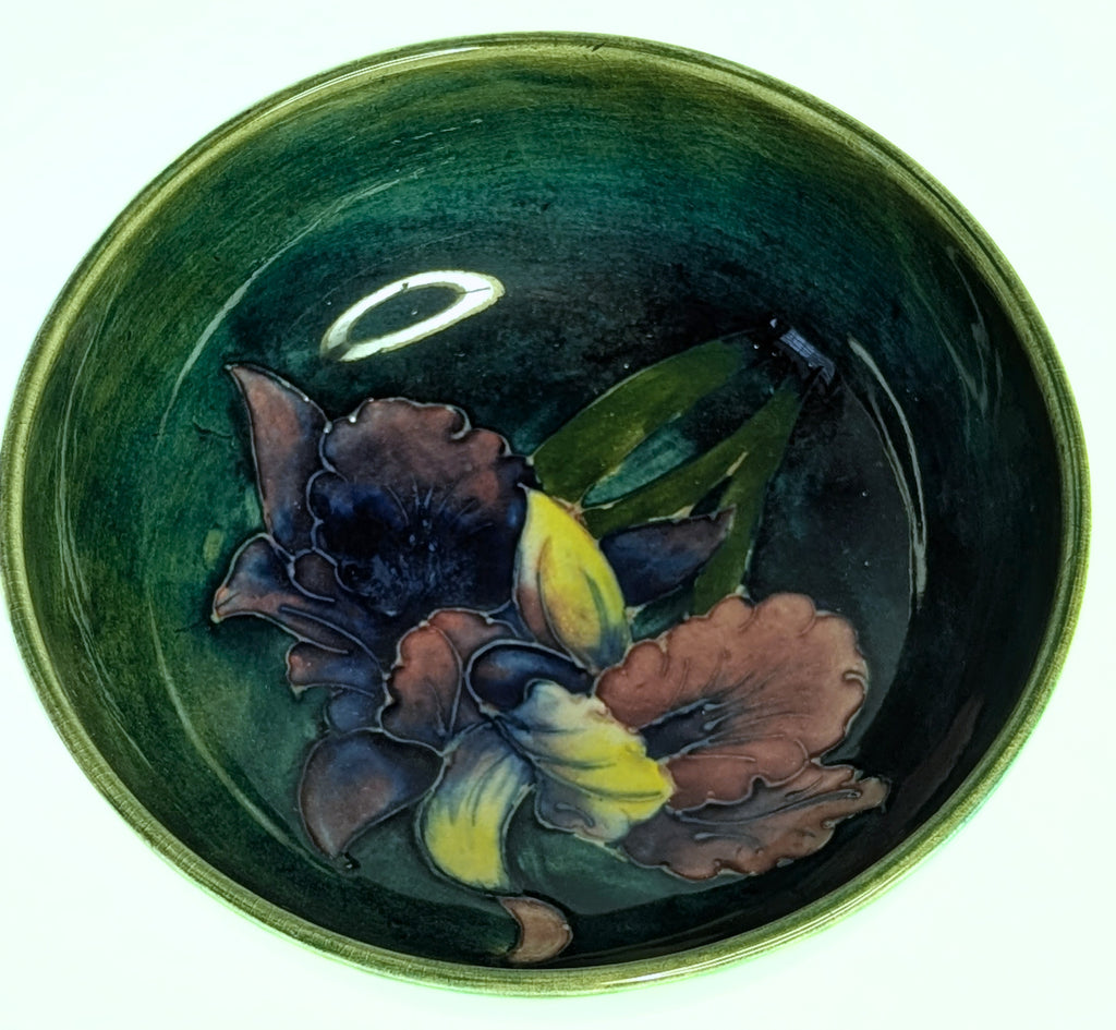 MOORCROFT Pottery Bowl - Orchid  Pattern - 5 1/4"
