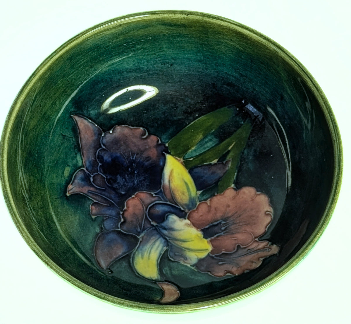 MOORCROFT Pottery Bowl - Orchid  Pattern - 5 1/4"