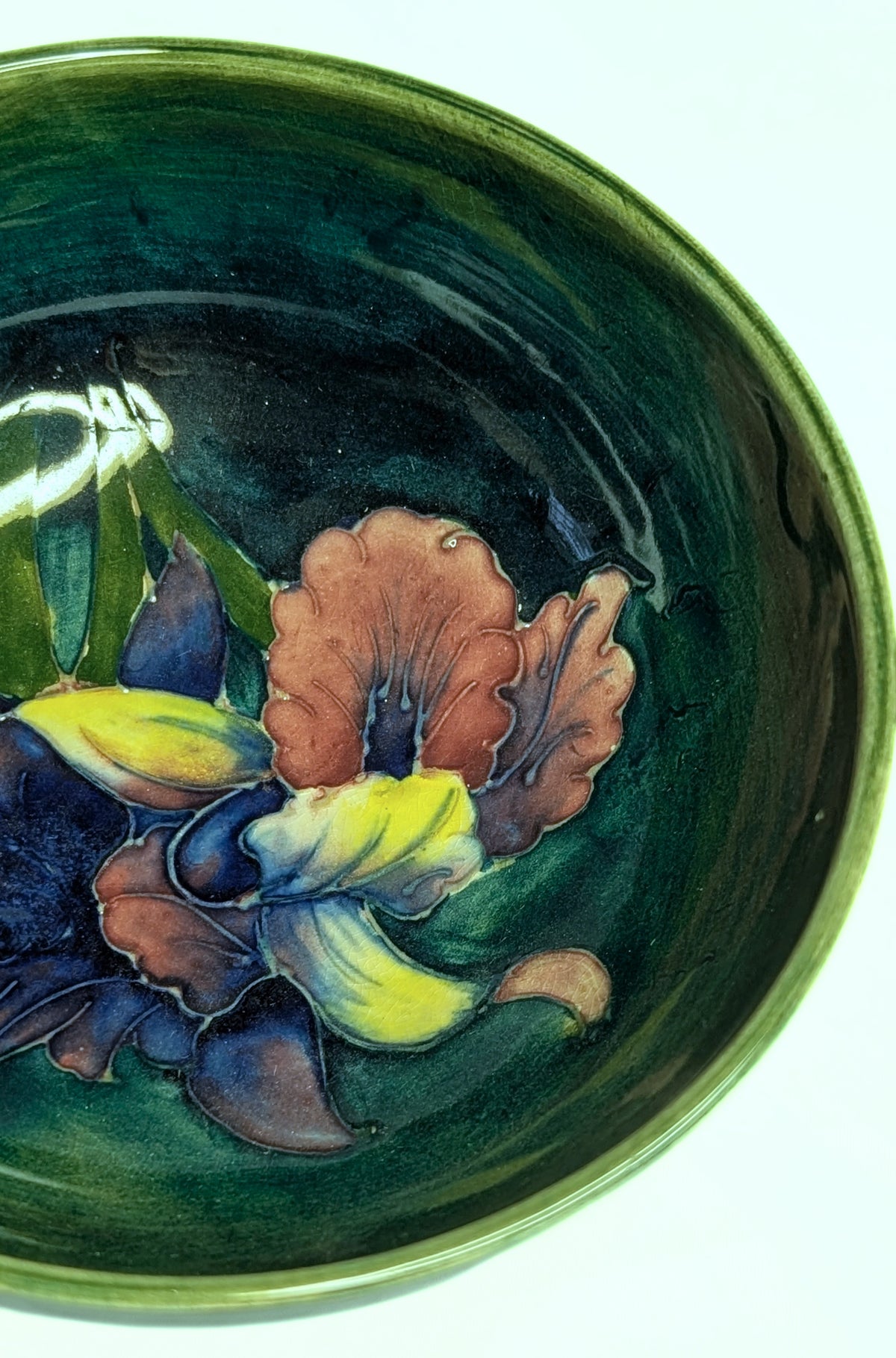 MOORCROFT Pottery Bowl - Orchid  Pattern - 5 1/4"