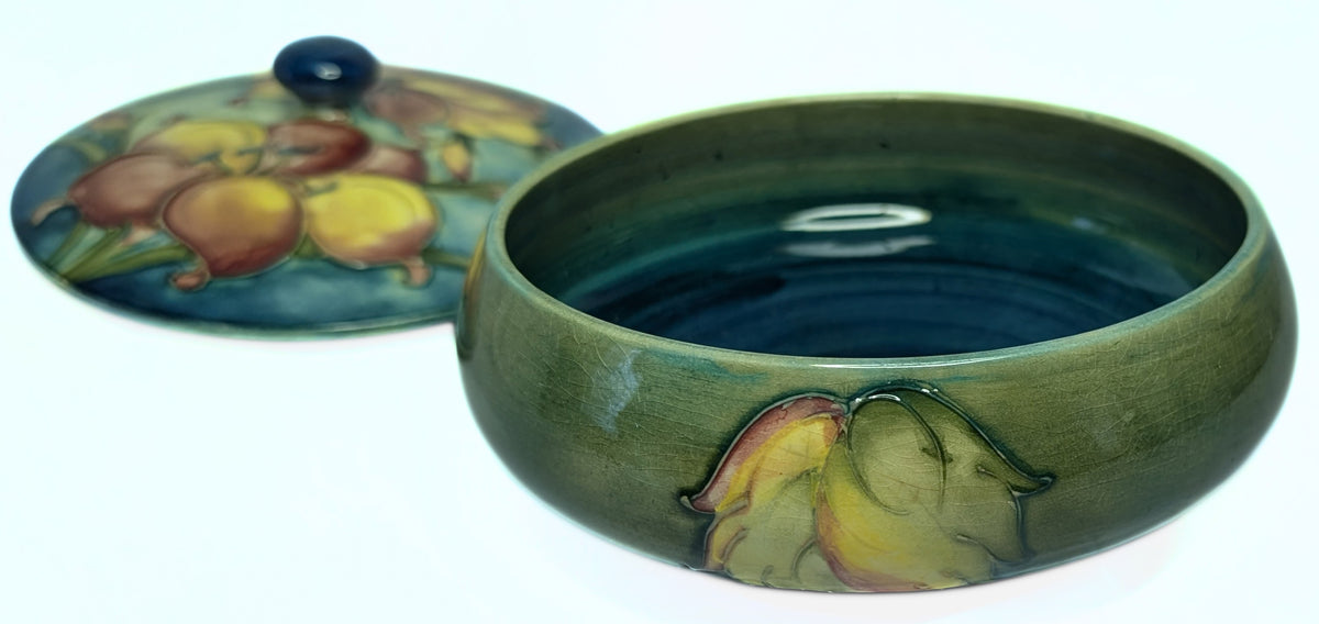 MOORCROFT Lidded Pottery Powder Bowl / Trinket Box - African Lily Pattern