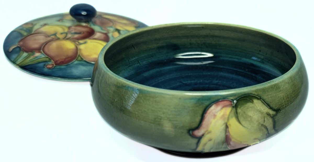 MOORCROFT Lidded Pottery Powder Bowl / Trinket Box - African Lily Pattern