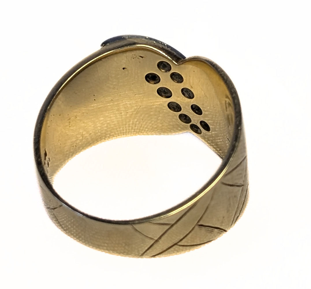 14 Kt Yellow & White Gold Wide Diamond Band / Ring - Size 7.5 - Appraised $5010