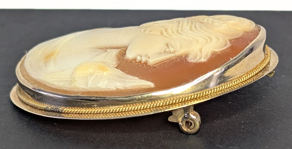 Antique 10 Kt Yellow Gold Convertible Cameo Brooch / Pendant