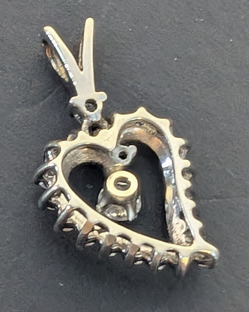 14 Kt White Gold Diamond Heart Pendant