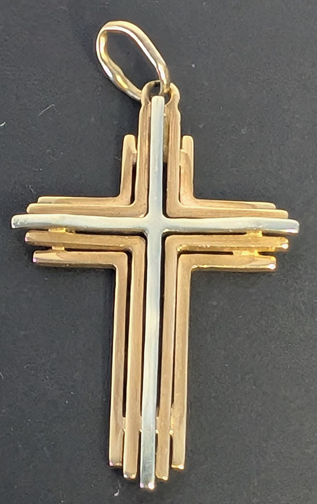 14 Kt Yellow & White Gold Cross Pendant