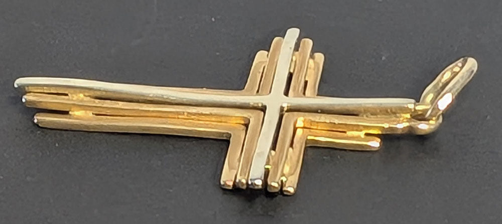 14 Kt Yellow & White Gold Cross Pendant