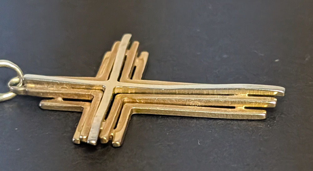 14 Kt Yellow & White Gold Cross Pendant