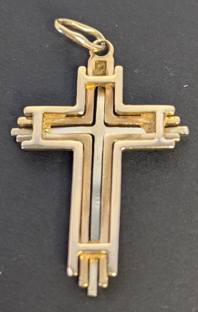 14 Kt Yellow & White Gold Cross Pendant