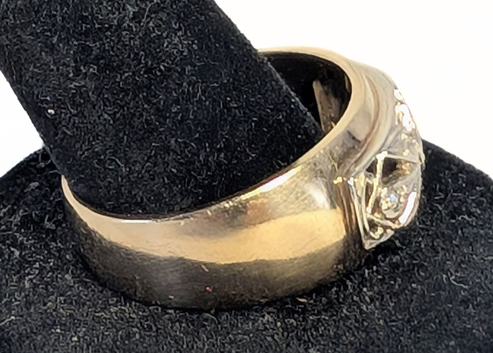 14 - 18Kt Yellow & White Gold Diamond Band / Ring - Size 9.5
