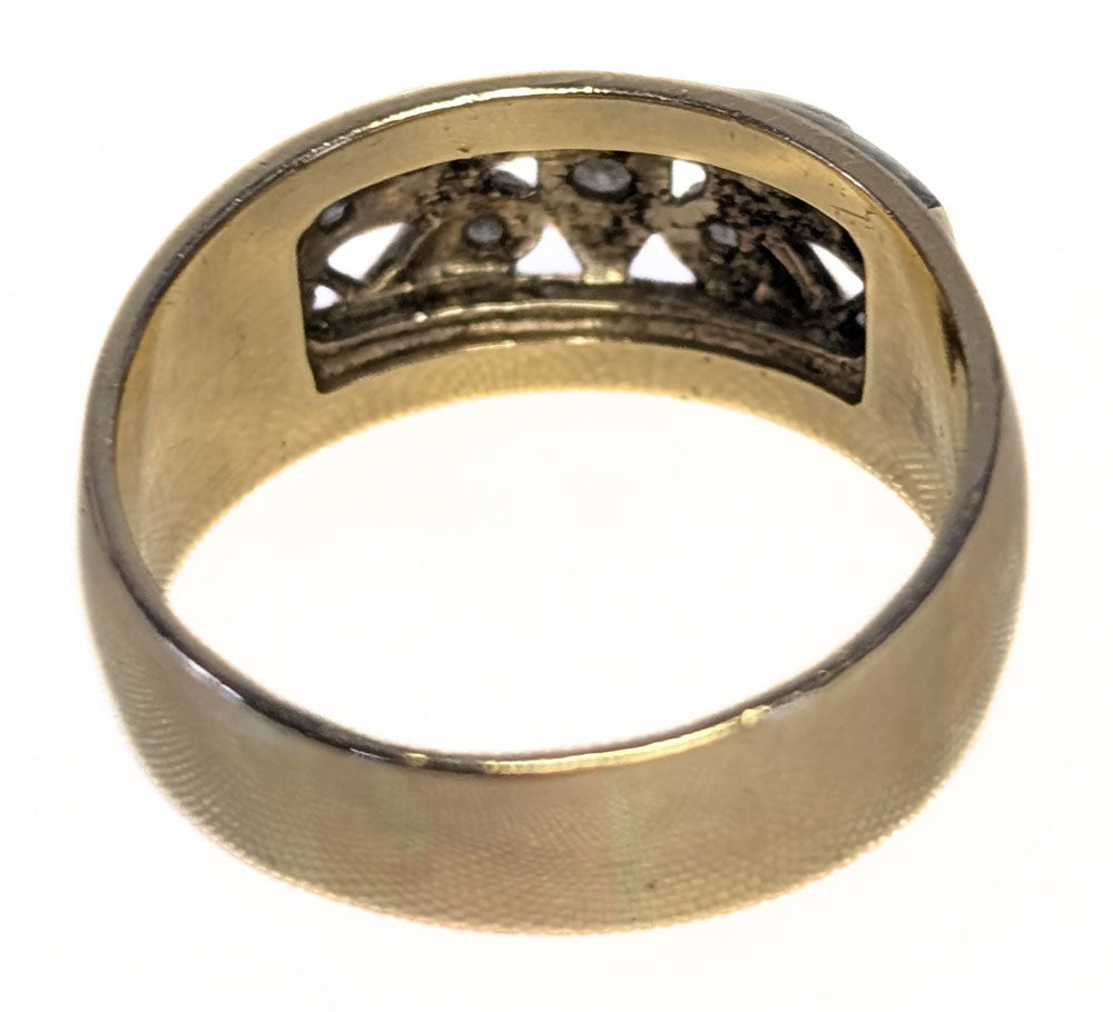 14 - 18Kt Yellow & White Gold Diamond Band / Ring - Size 9.5
