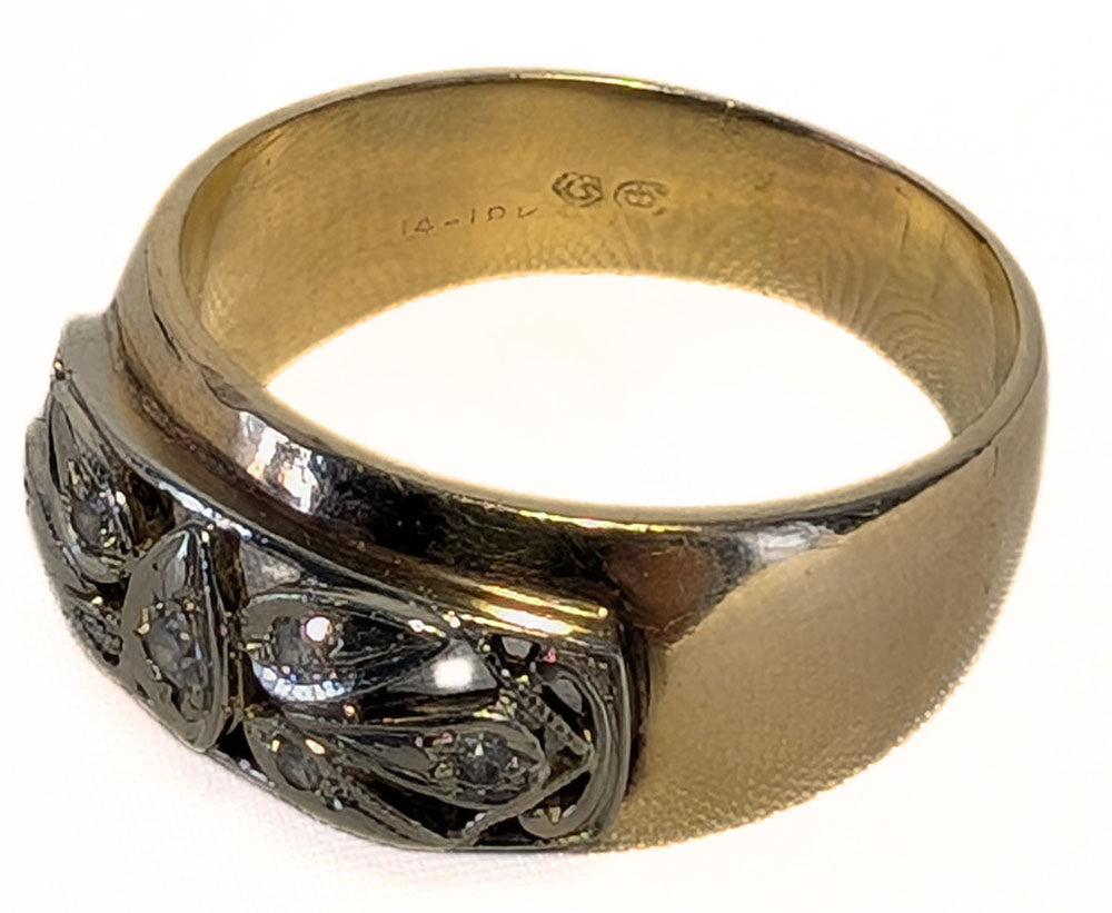 14 - 18Kt Yellow & White Gold Diamond Band / Ring - Size 9.5