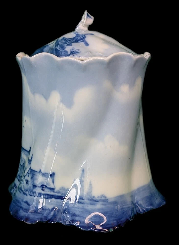 Antique Rosenthal - German DELFT - Versailles - Bone China Biscuit Barrel - Blue