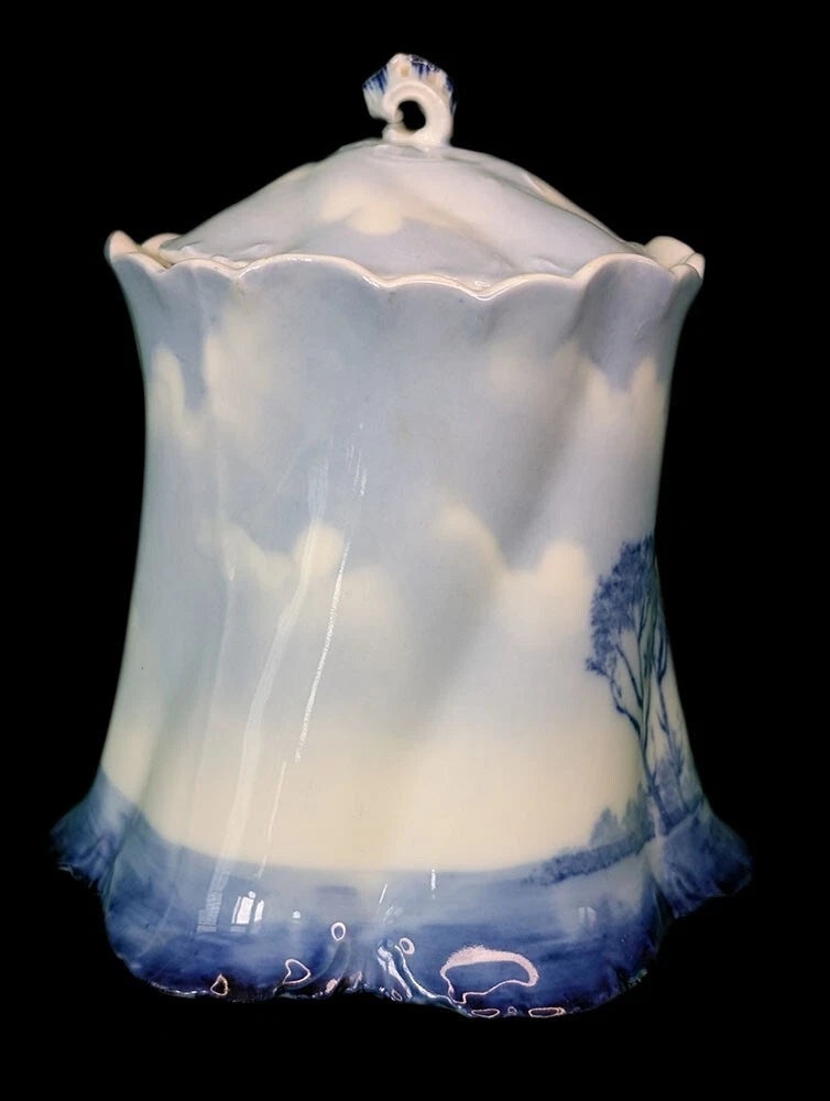 Antique Rosenthal - German DELFT - Versailles - Bone China Biscuit Barrel - Blue