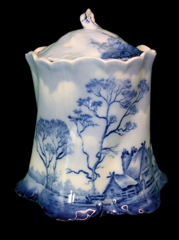 Antique Rosenthal - German DELFT - Versailles - Bone China Biscuit Barrel - Blue