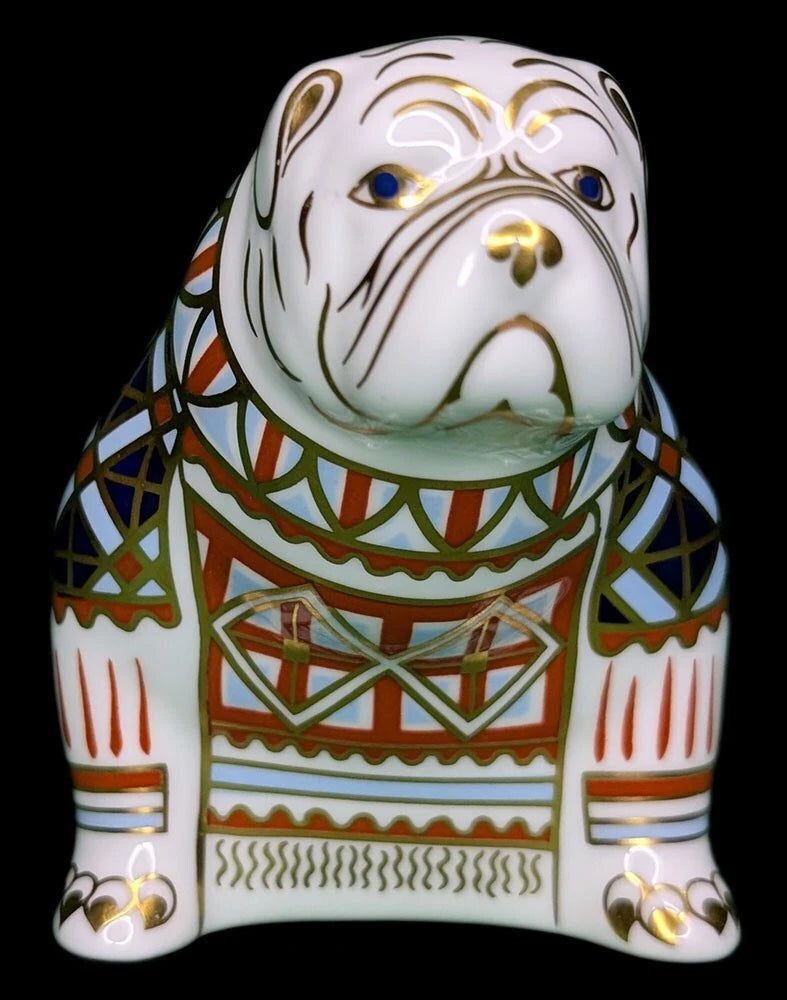 ROYAL CROWN DERBY Fine Bone China Bulldog Figurine - Gold Seal
