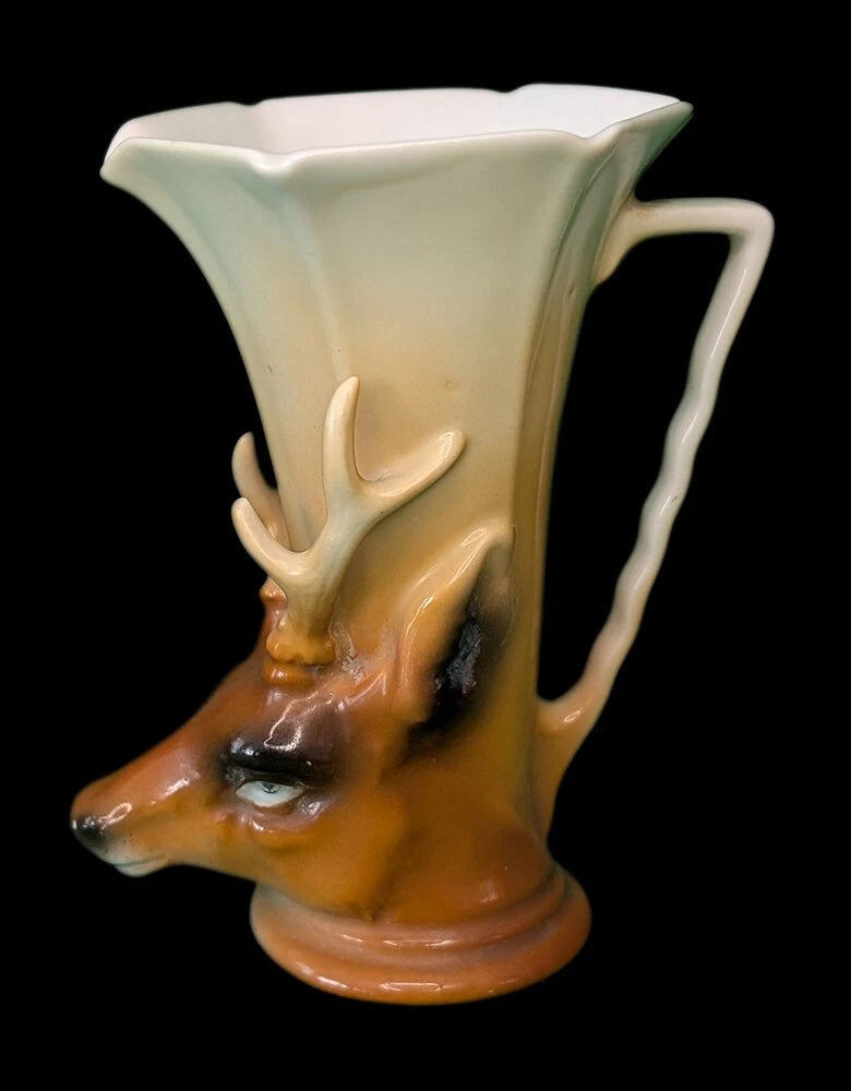 Rare Vtg ROYAL BAYREUTH Porcelain Figural Elk Stirrup Milk Pitcher - Blue Mark