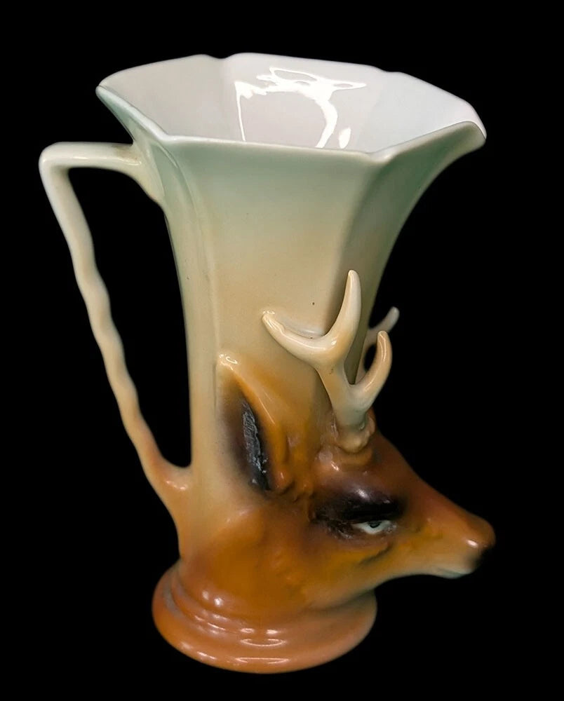 Rare Vtg ROYAL BAYREUTH Porcelain Figural Elk Stirrup Milk Pitcher - Blue Mark