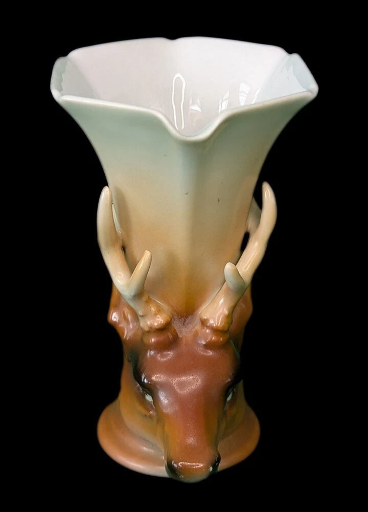 Rare Vtg ROYAL BAYREUTH Porcelain Figural Elk Stirrup Milk Pitcher - Blue Mark