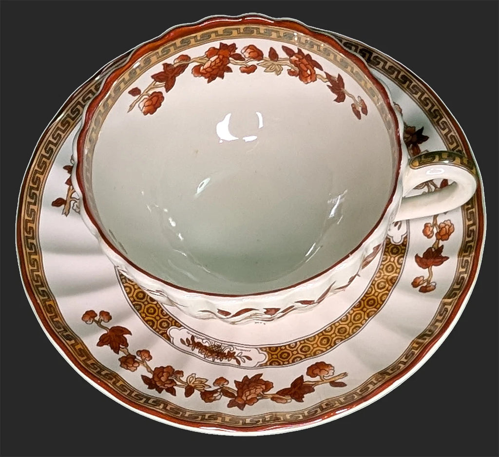 SPODE Bone China - Indian Tree Pattern, Rust - Teacup & Saucer - New Mark