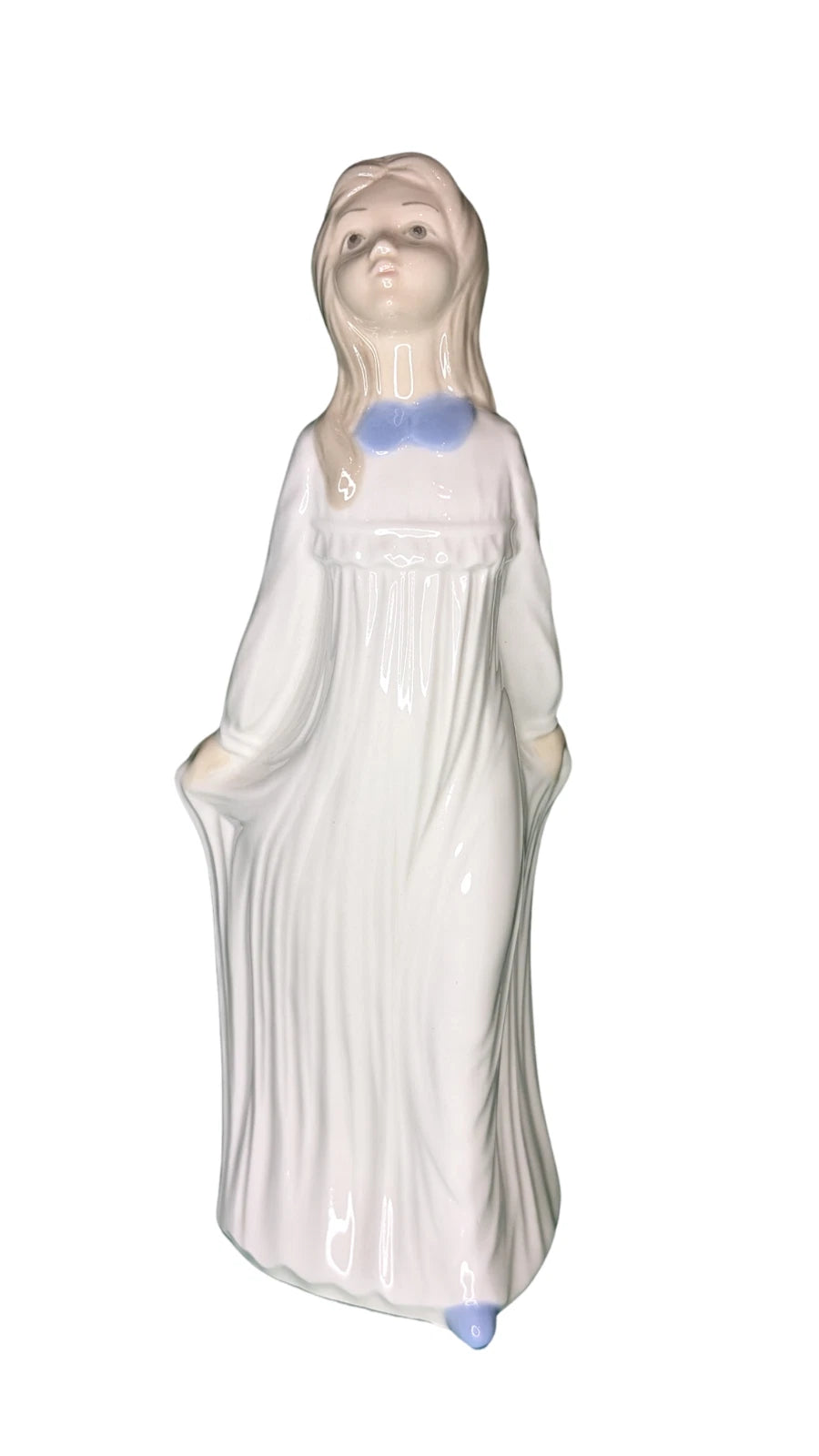 Tengra Porcelain Figurine - Made in Spain - Young Woman, White Dress, Walking
