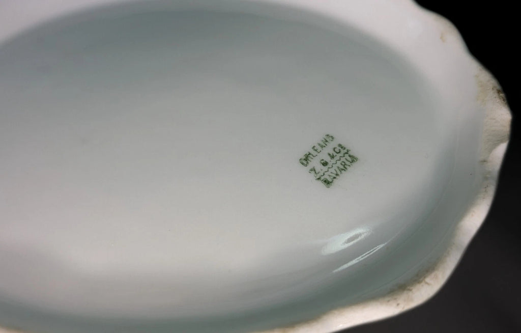 Oval Covered Vegetable Bowl - Z S & Co (Scherzer) - Scalloped, Roses - Bavaria