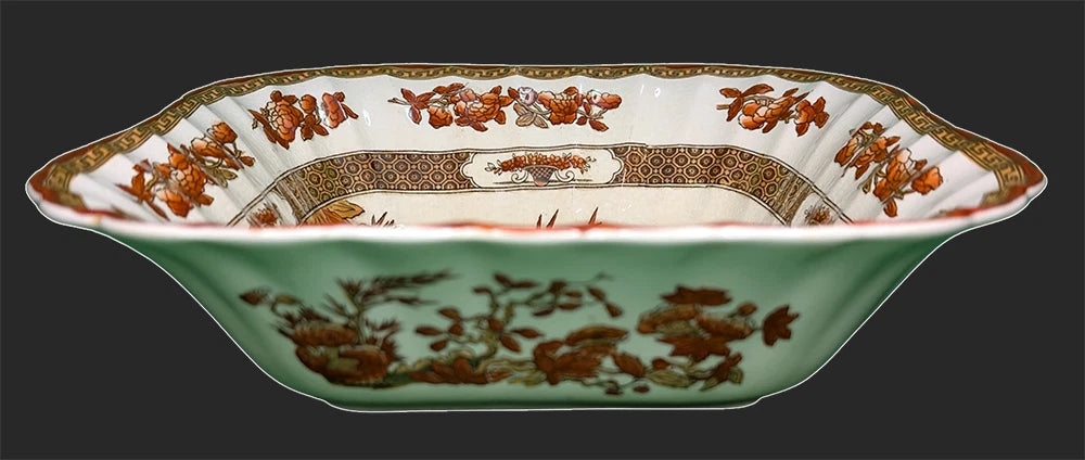 SPODE Bone China - Indian Tree Pattern - Rust - Square Serving Bowl - New Mark