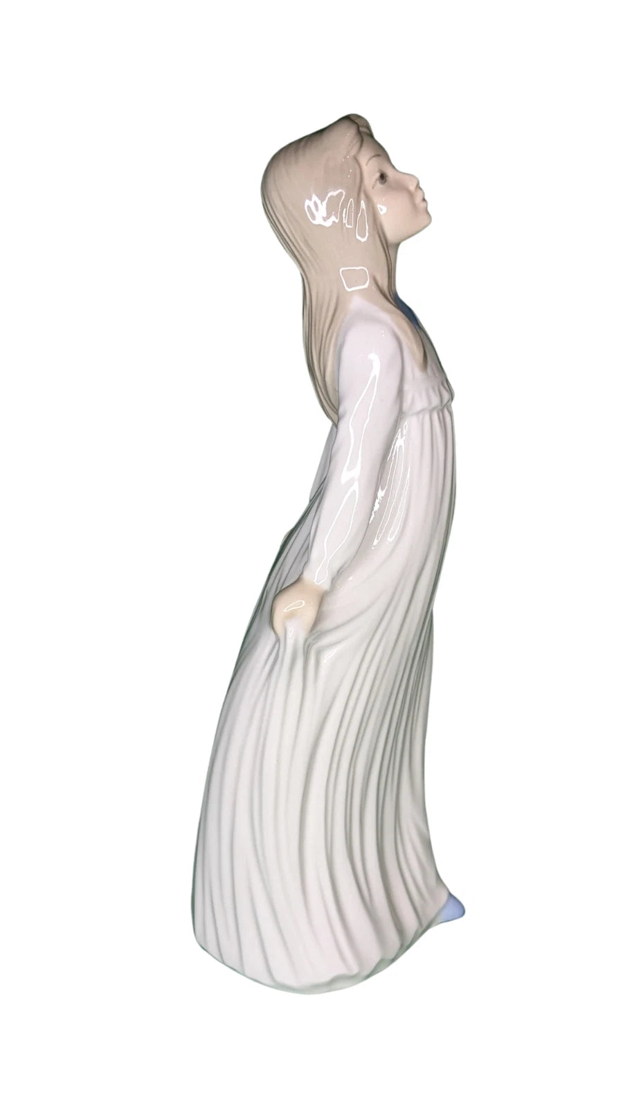 Tengra Porcelain Figurine - Made in Spain - Young Woman, White Dress, Walking