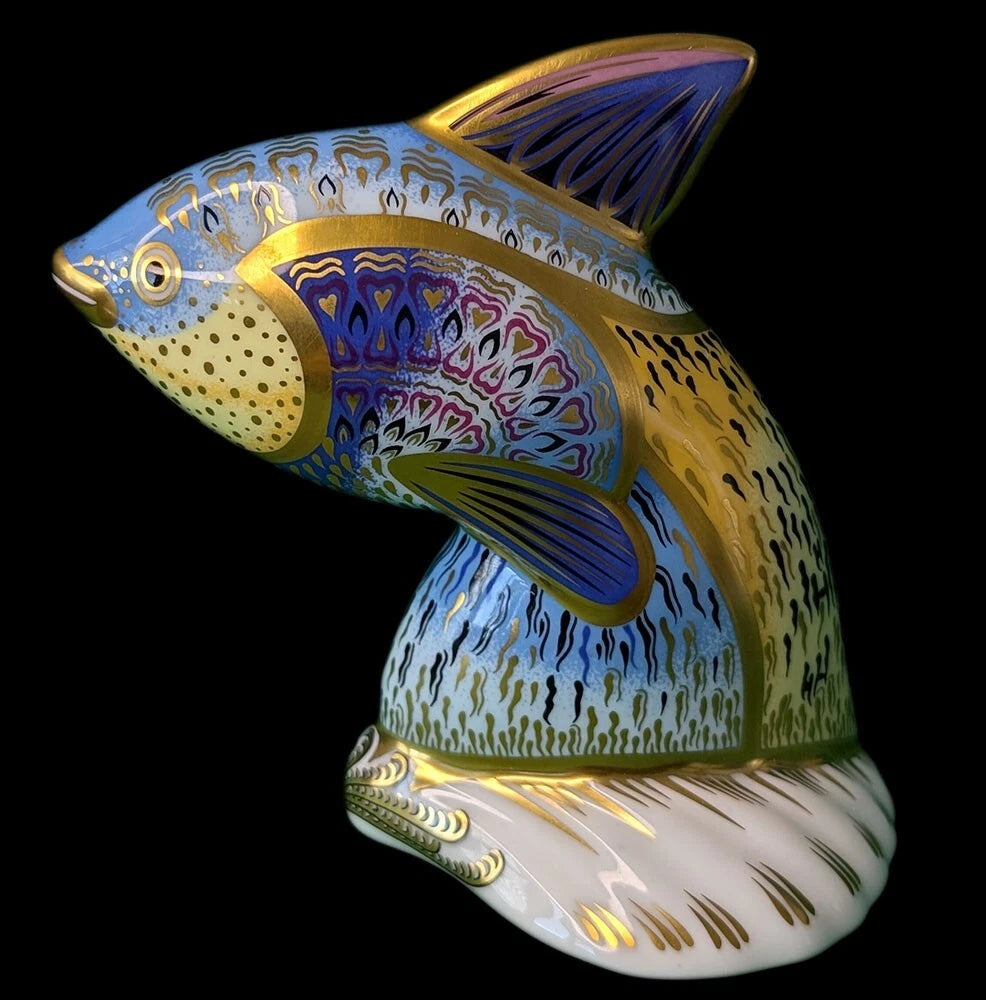 ROYAL CROWN DERBY Bone China Figurine / Paperweight - Guppy Fish - 970/2500