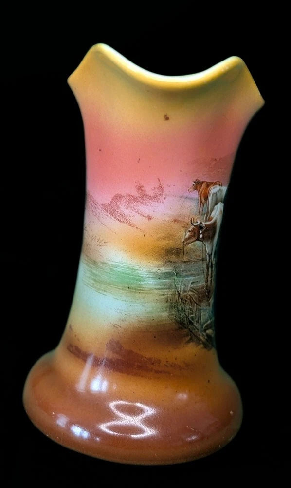 Vtg ROYAL BAYREUTH Porcelain Stirrup Creamer / Milk Pitcher - Cow / Cattle