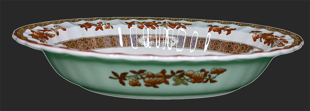 SPODE Bone China - Indian Tree Pattern - Rust - Oval Serving Bowl - New Mark