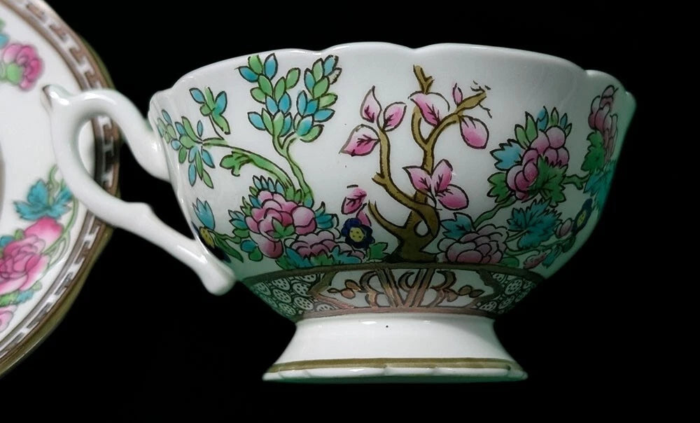 COALPORT Indian Tree Bone China Scalloped Tea Cup & Saucer Set