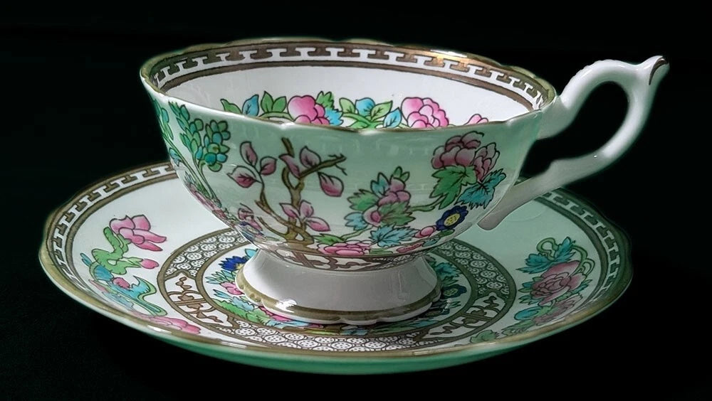 COALPORT Indian Tree Bone China Scalloped Tea Cup & Saucer Set