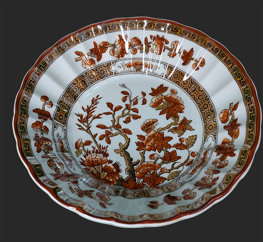 4 SPODE Bone China - Indian Tree Pattern, Rust - Fruit Nappy Bowls - New Mark
