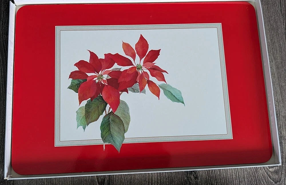Set of 4 Poinsettia Cork Backed Placemats by Jason