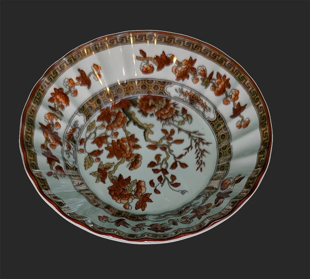 4 SPODE Bone China - Indian Tree Pattern, Rust - Fruit Nappy Bowls - New Mark